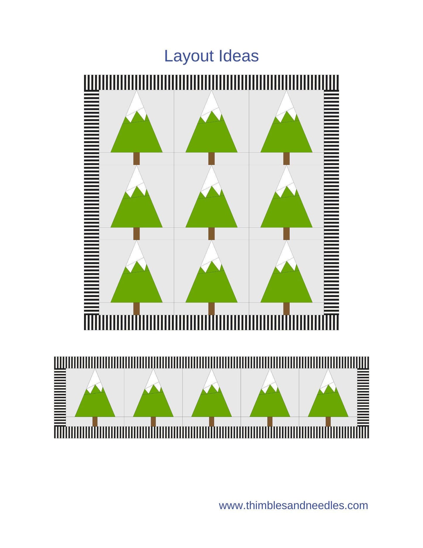 Snowcapped Tree Foundation Paper Piecing FPP quilt block pattern Digital Download
