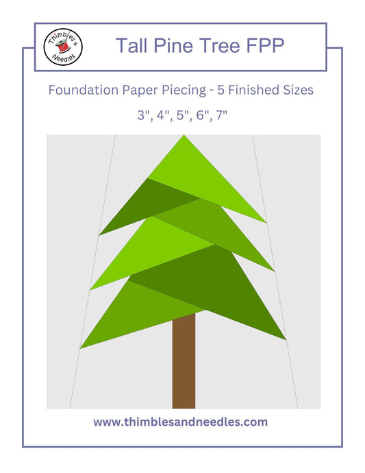 Tall Pine Tree Foundation Paper Piecing FPP quilt block pattern Digital Download
