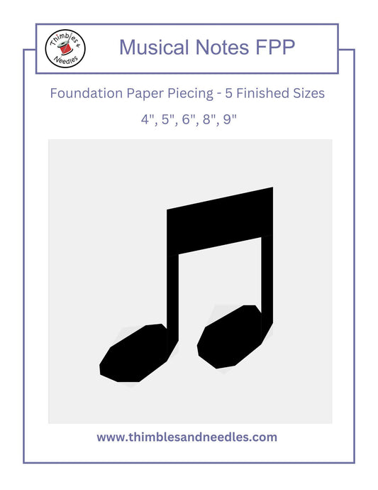 Musical Notes FPP Foundation Paper Piecing quilt block pattern Digital Download