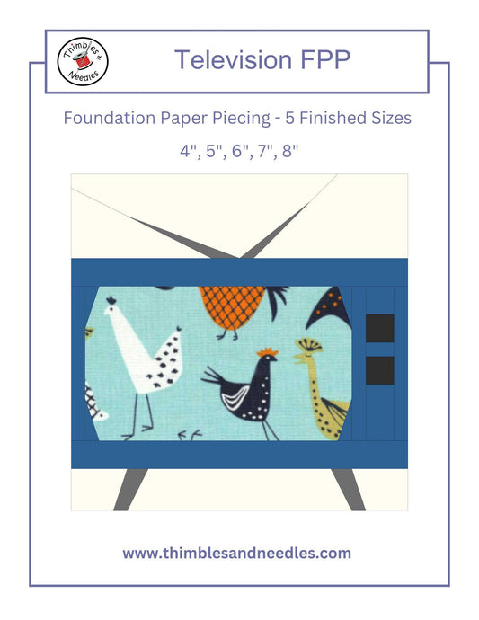 Television TV FPP Foundation Paper Piecing quilt block pattern Digital Download