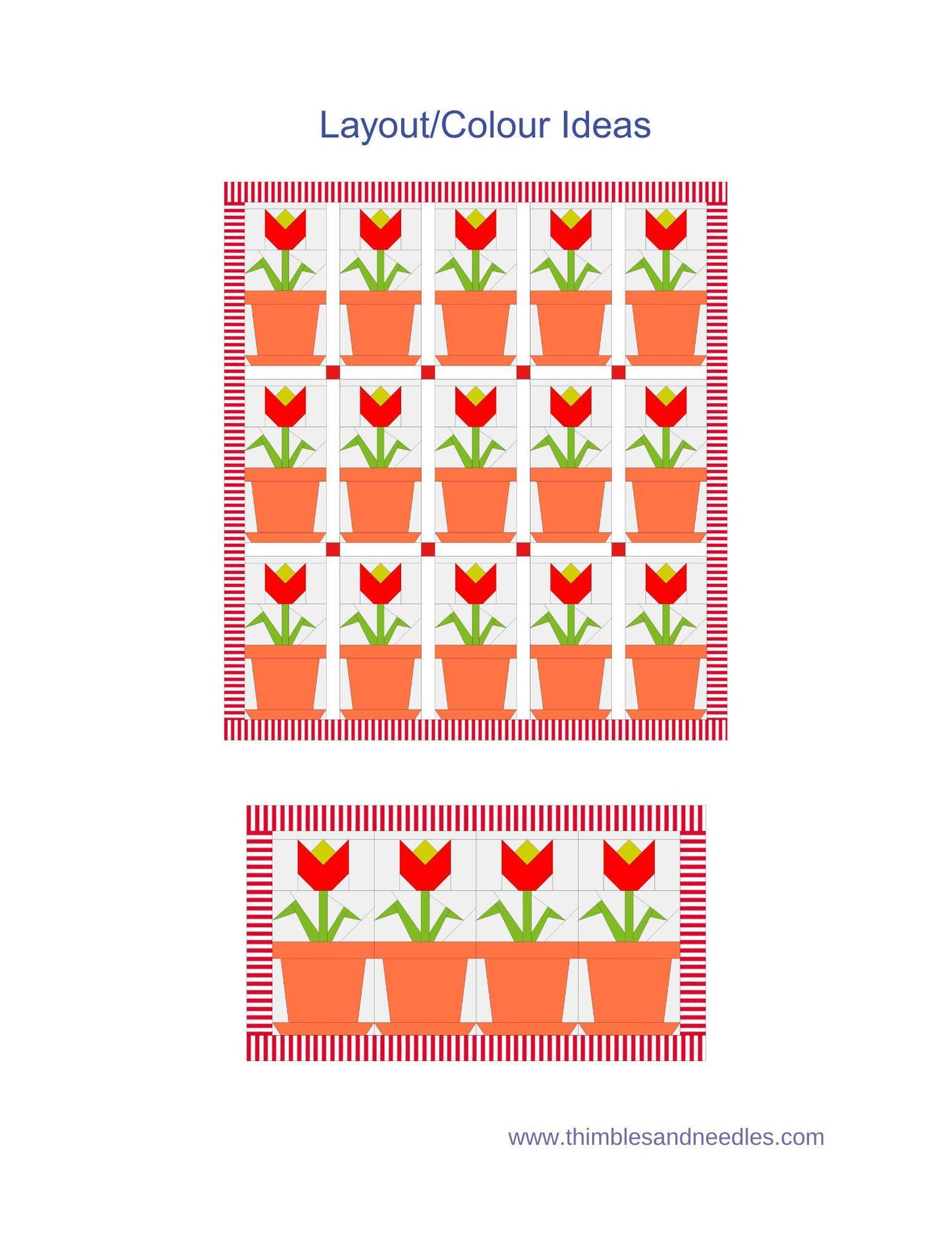 Flower Pot FPP Foundation Paper Piecing quilt block pattern Digital Download