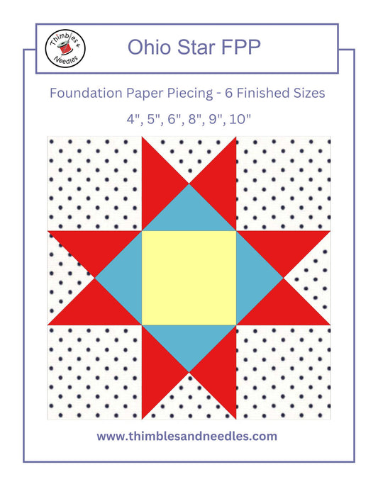 Ohio Star FPP Foundation Paper Piecing quilt block pattern Digital Download