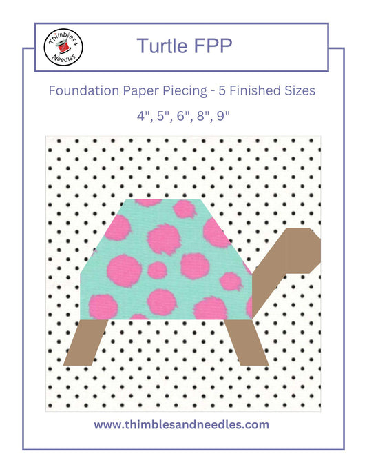 Turtle FPP Foundation Paper Piecing quilt block pattern Digital Download