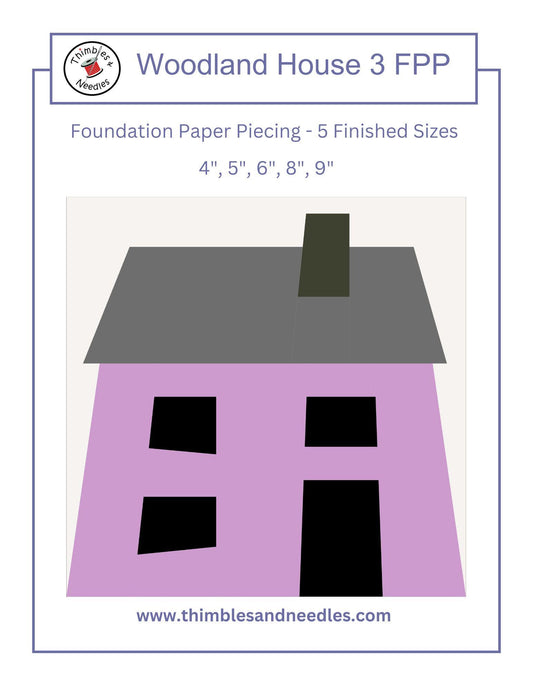 Woodland House 3 FPP Foundation Paper Piecing quilt block pattern Digital Download