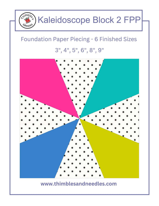 Kaleidoscope Block 2 FPP Foundation Paper Piecing quilt block pattern Digital Download