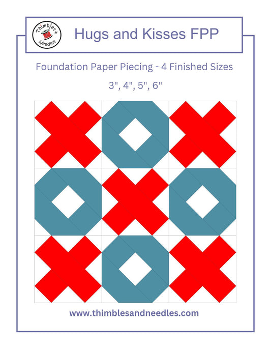Hugs and Kisses FPP Foundation Paper Piecing quilt block pattern Digital Download