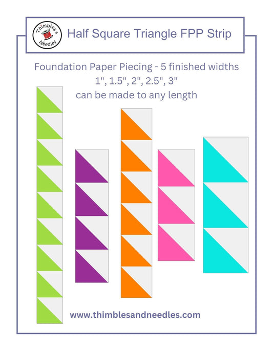 Half Square Triangle Quilt Border FPP Foundation Paper Piecing pattern Digital Download