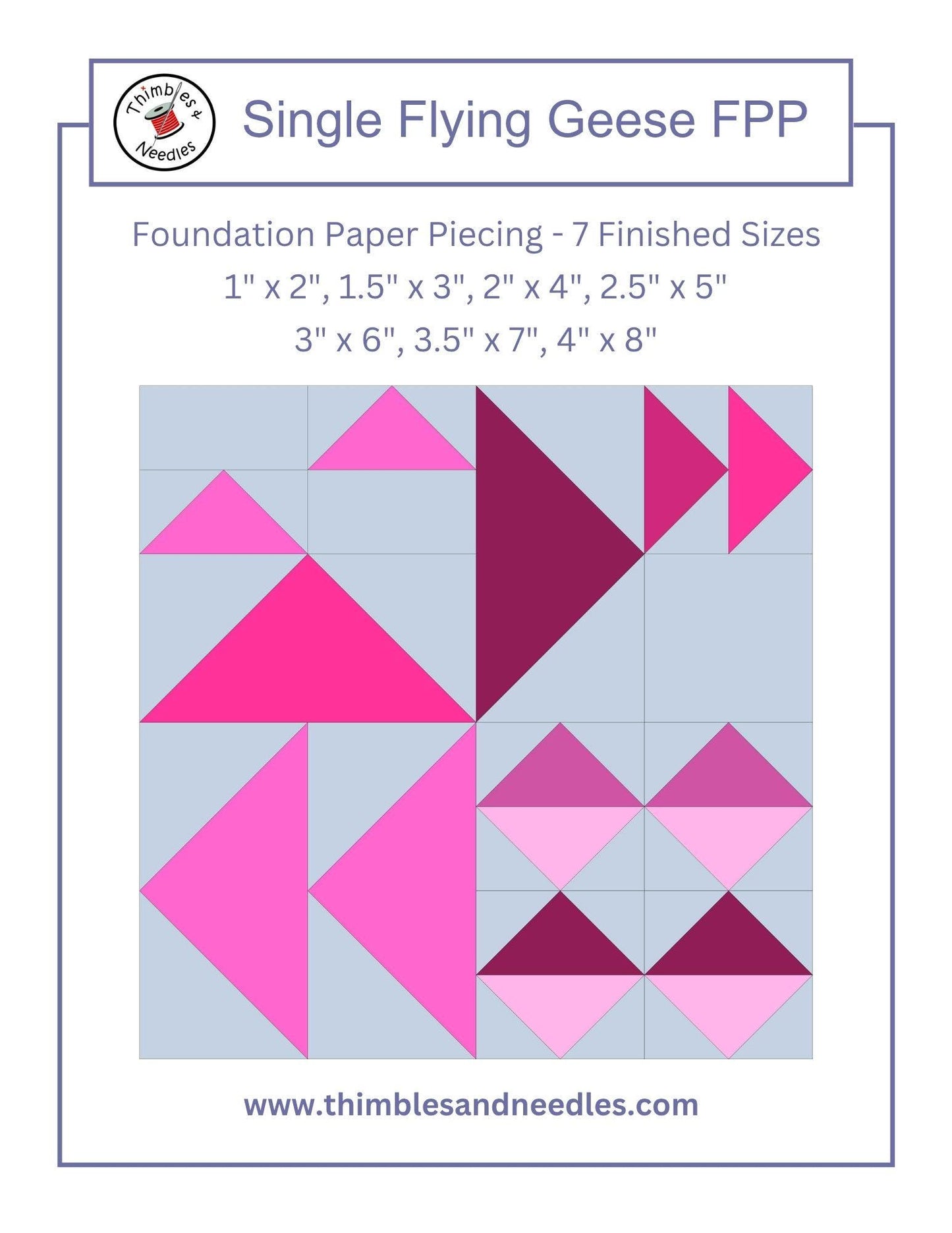 Single Flying Geese FPP Foundation Paper Piecing quilt block pattern Digital Download