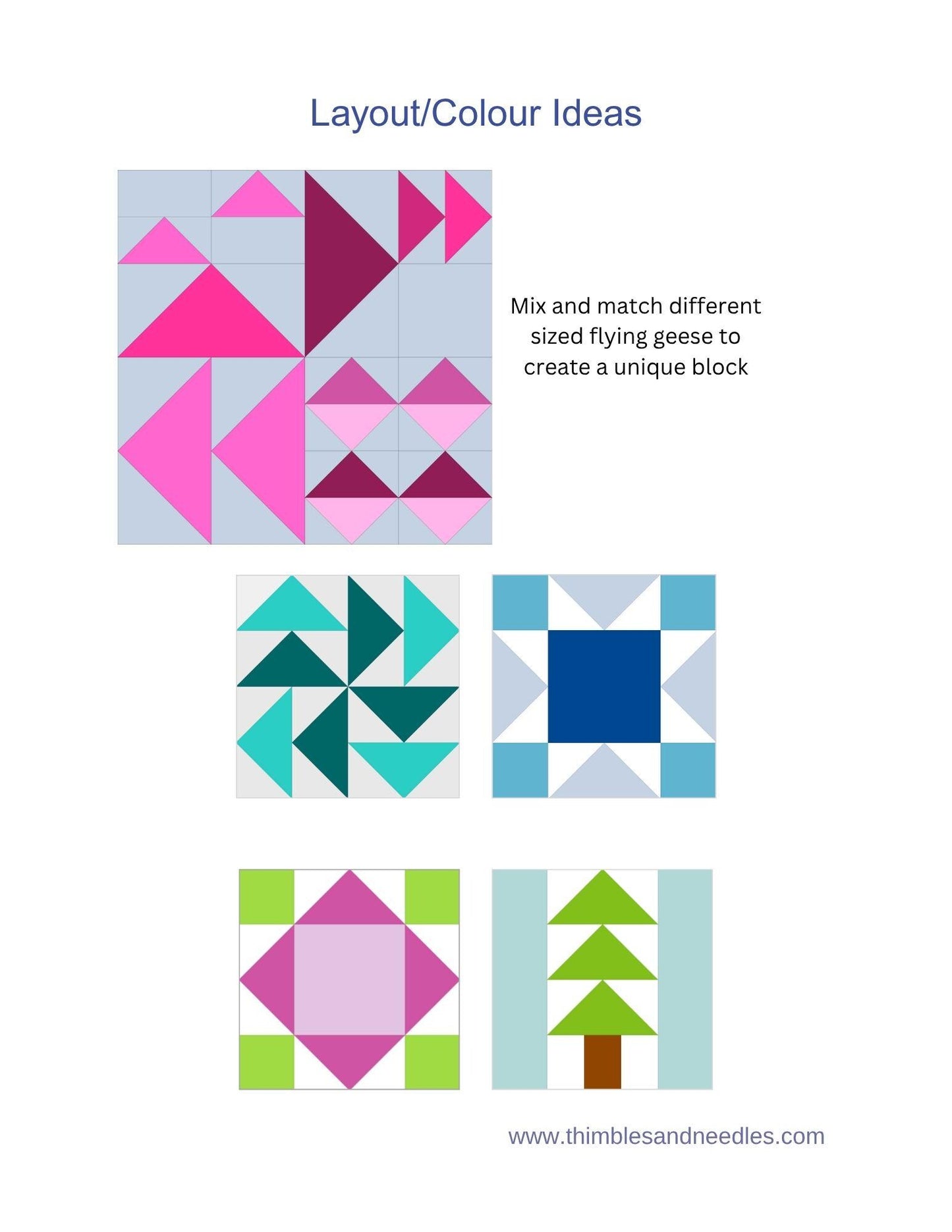 Single Flying Geese FPP Foundation Paper Piecing quilt block pattern Digital Download