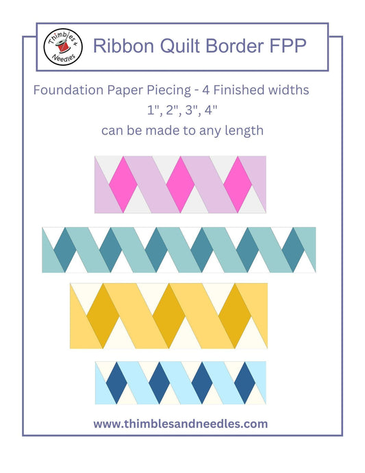 Ribbon Quilt Border FPP Foundation Paper Piecing pattern Digital Download
