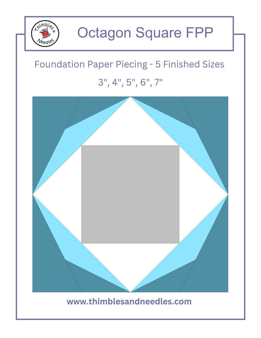 Octagon Square FPP Foundation Paper Piecing quilt pattern Digital Download
