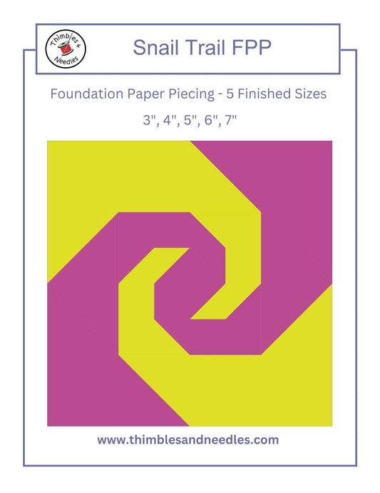 Snail Trail FPP Foundation Paper Piecing quilt block pattern Digital Download