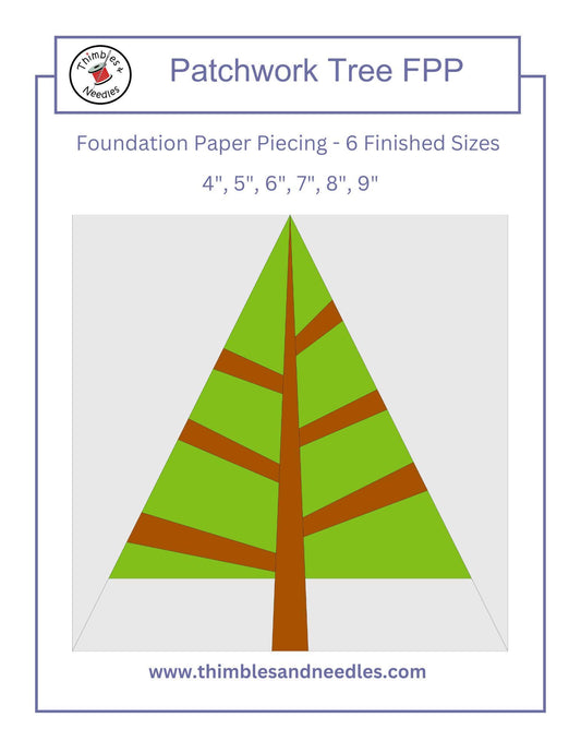 Patchwork Tree FPP Foundation Paper Piecing quilt block pattern Digital Download