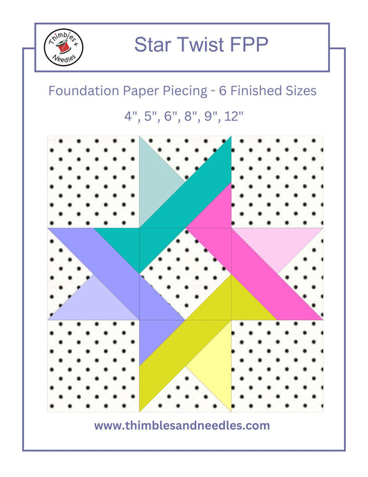 Star Twist FPP Foundation Paper Piecing quilt block pattern Digital Download