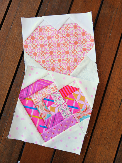 Log Cabin Heart Foundation Paper Piecing (FPP) Pattern