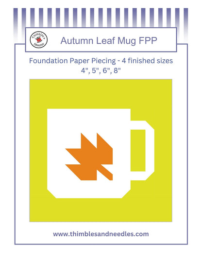 Autumn Leaf Mug Foundation Paper Piecing (FPP) Pattern