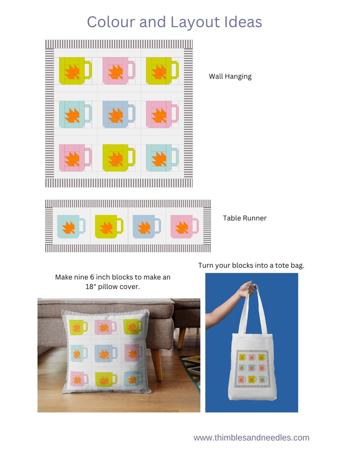 Autumn Leaf Mug Foundation Paper Piecing (FPP) Pattern