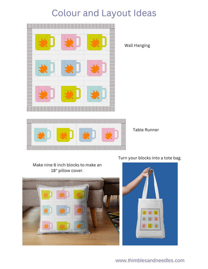 Autumn Leaf Mug Foundation Paper Piecing (FPP) Pattern