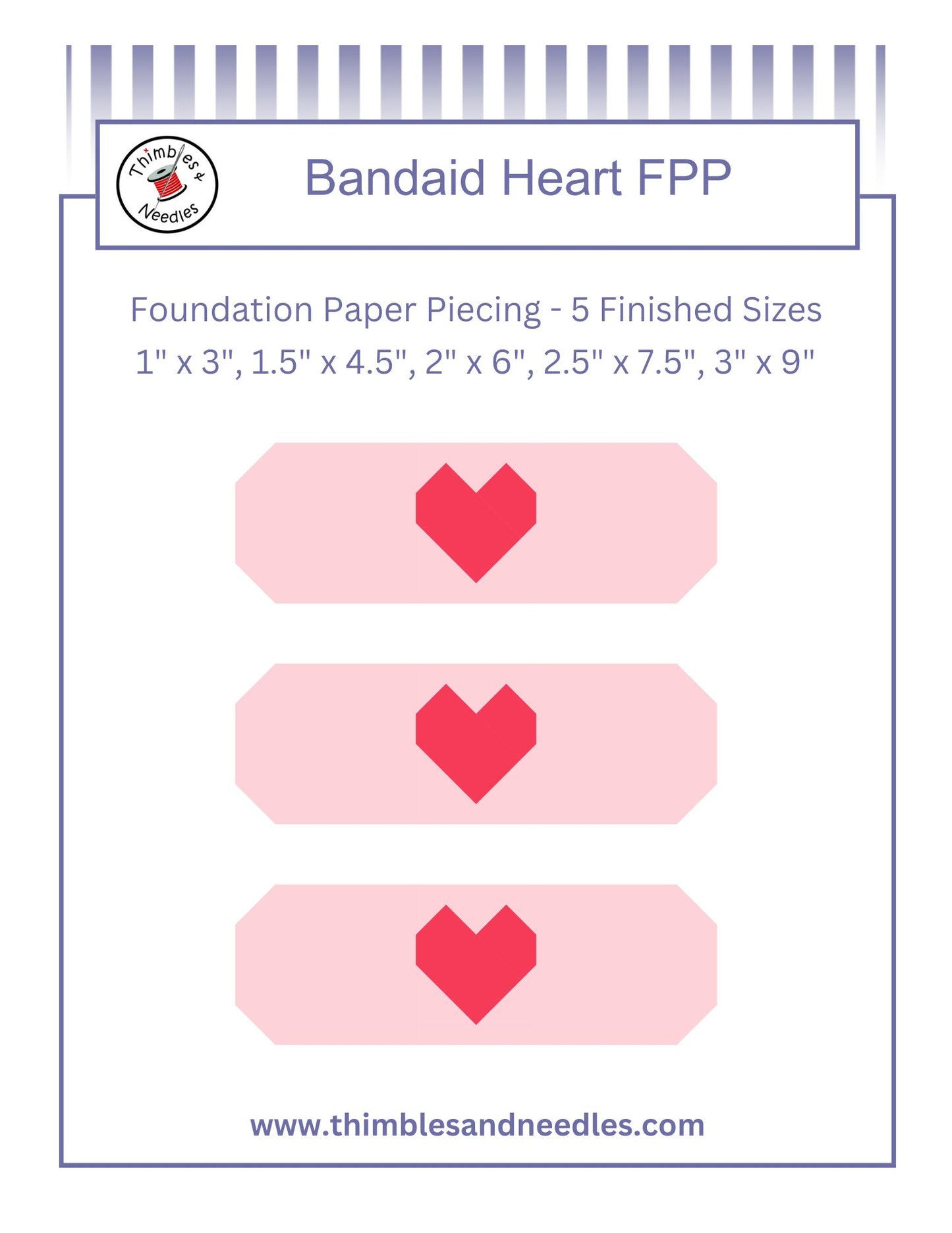 Bandaid Heart Foundation Paper Piecing (FPP) Pattern