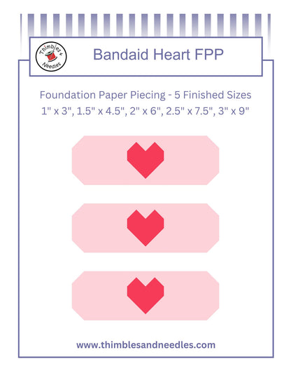 Bandaid Heart Foundation Paper Piecing (FPP) Pattern
