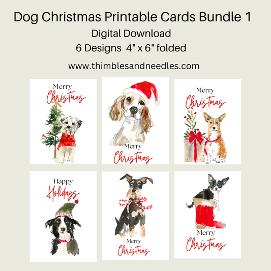 Dog Christmas Cards Printable Bundle 1