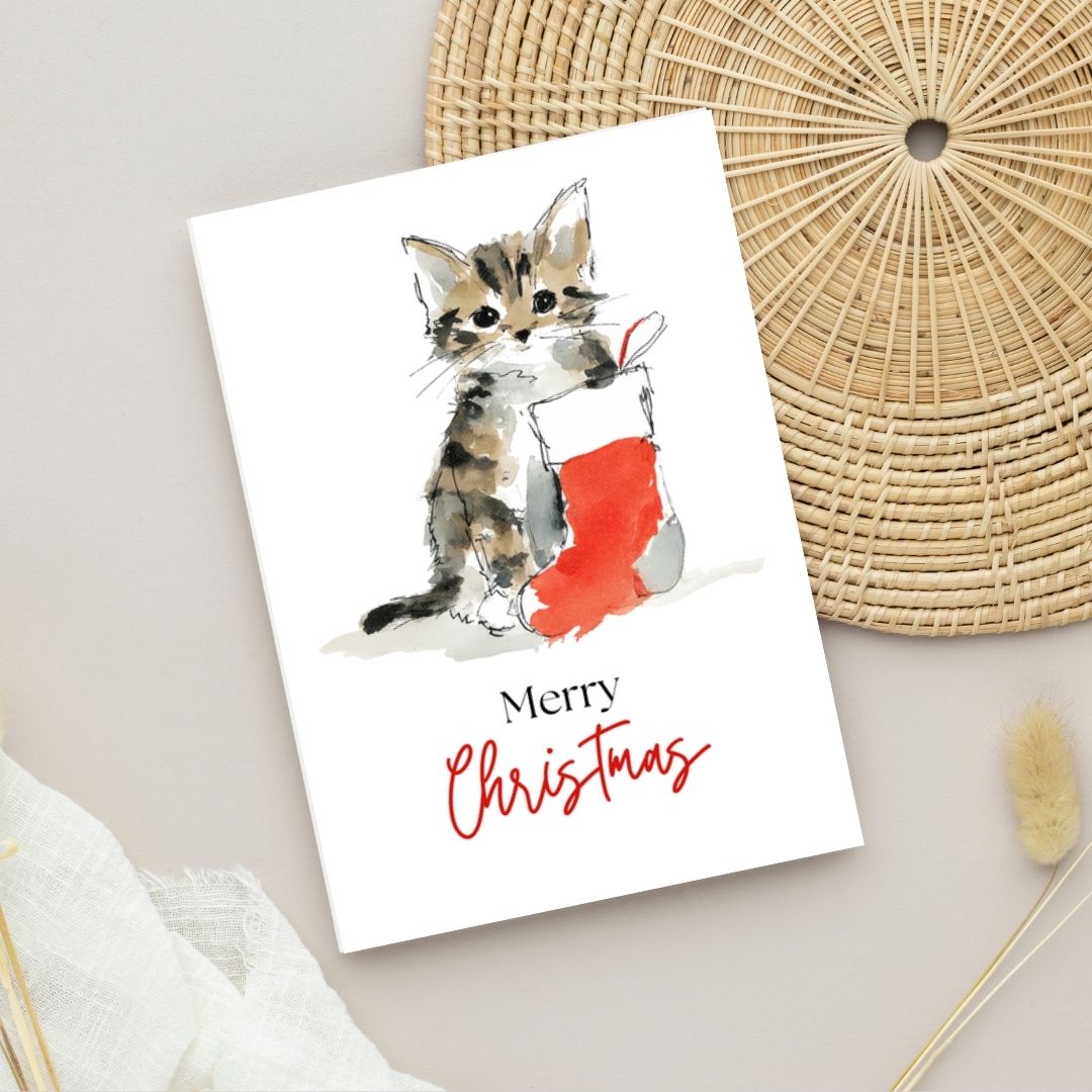 Cat Christmas Cards Printable Bundle 1
