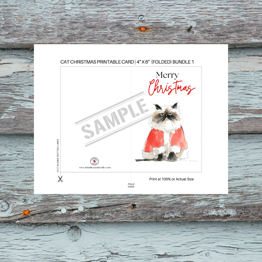 Cat Christmas Cards Printable Bundle 1