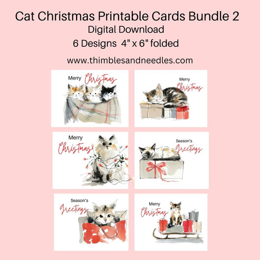 Cat Christmas Cards Printable Bundle 2