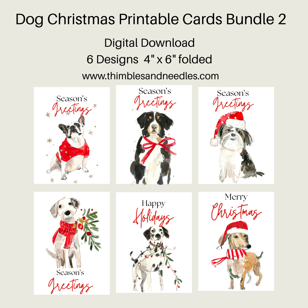 Dog Christmas Cards Printable Bundle 2
