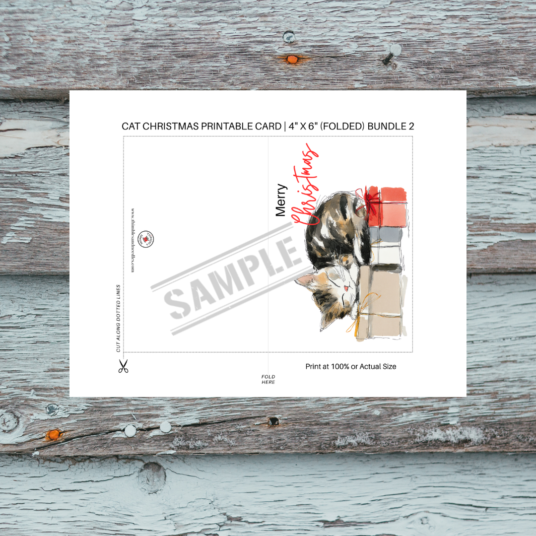 Cat Christmas Cards Printable Bundle 2