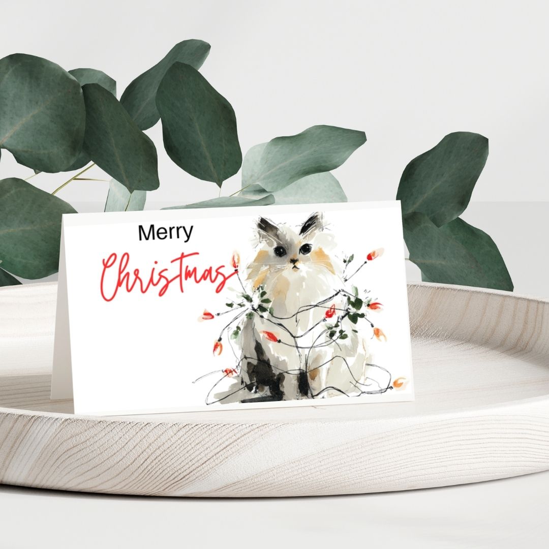 Cat Christmas Cards Printable Bundle 2