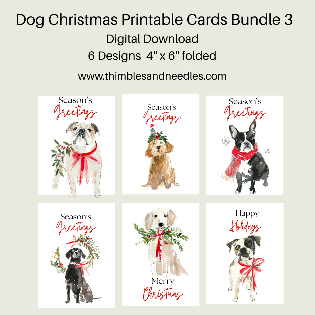 Dog Christmas Cards Printable Bundle 3