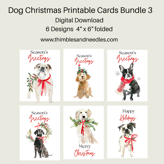 Dog Christmas Cards Printable Bundle 3