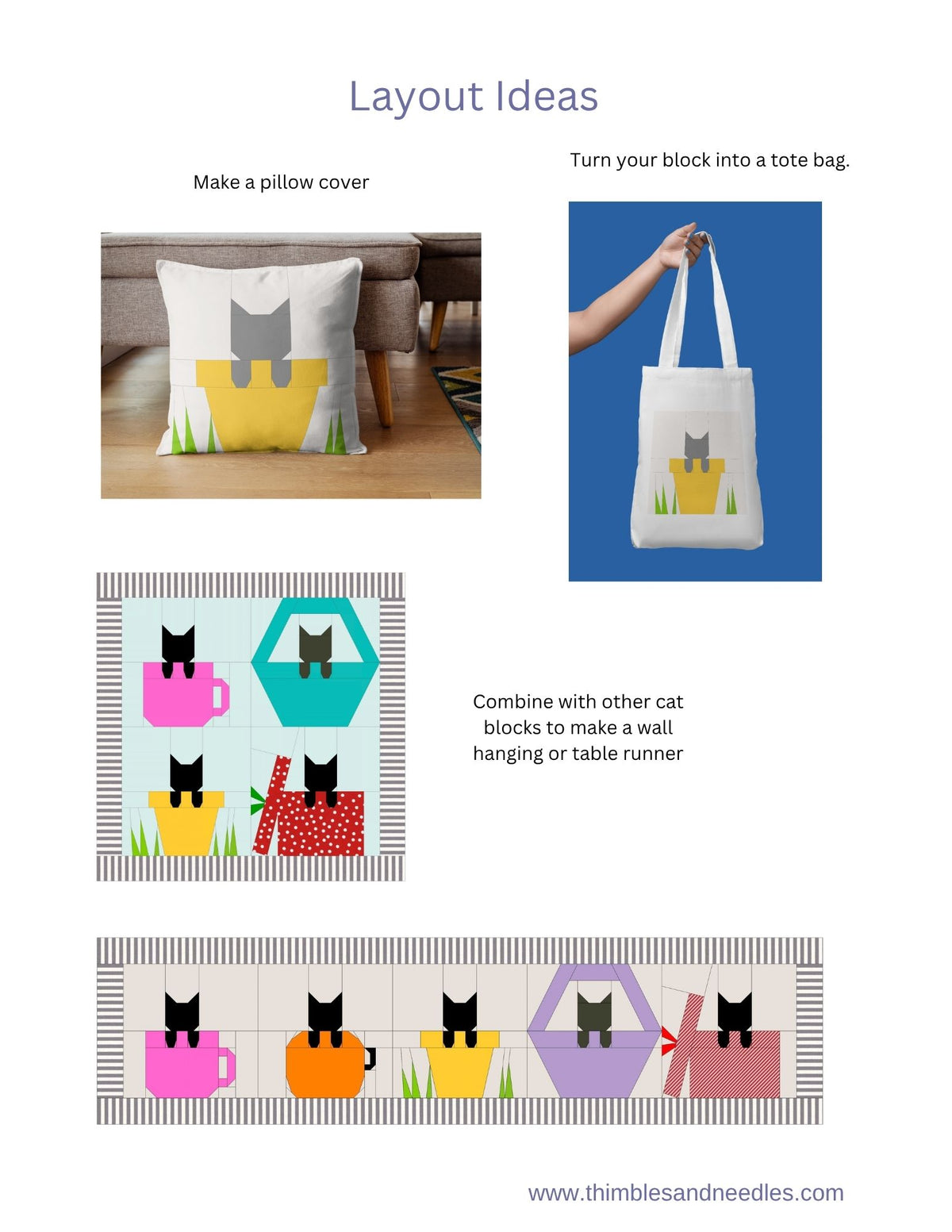 Cat in a Flowerpot Foundation Paper Piecing (FPP) Pattern