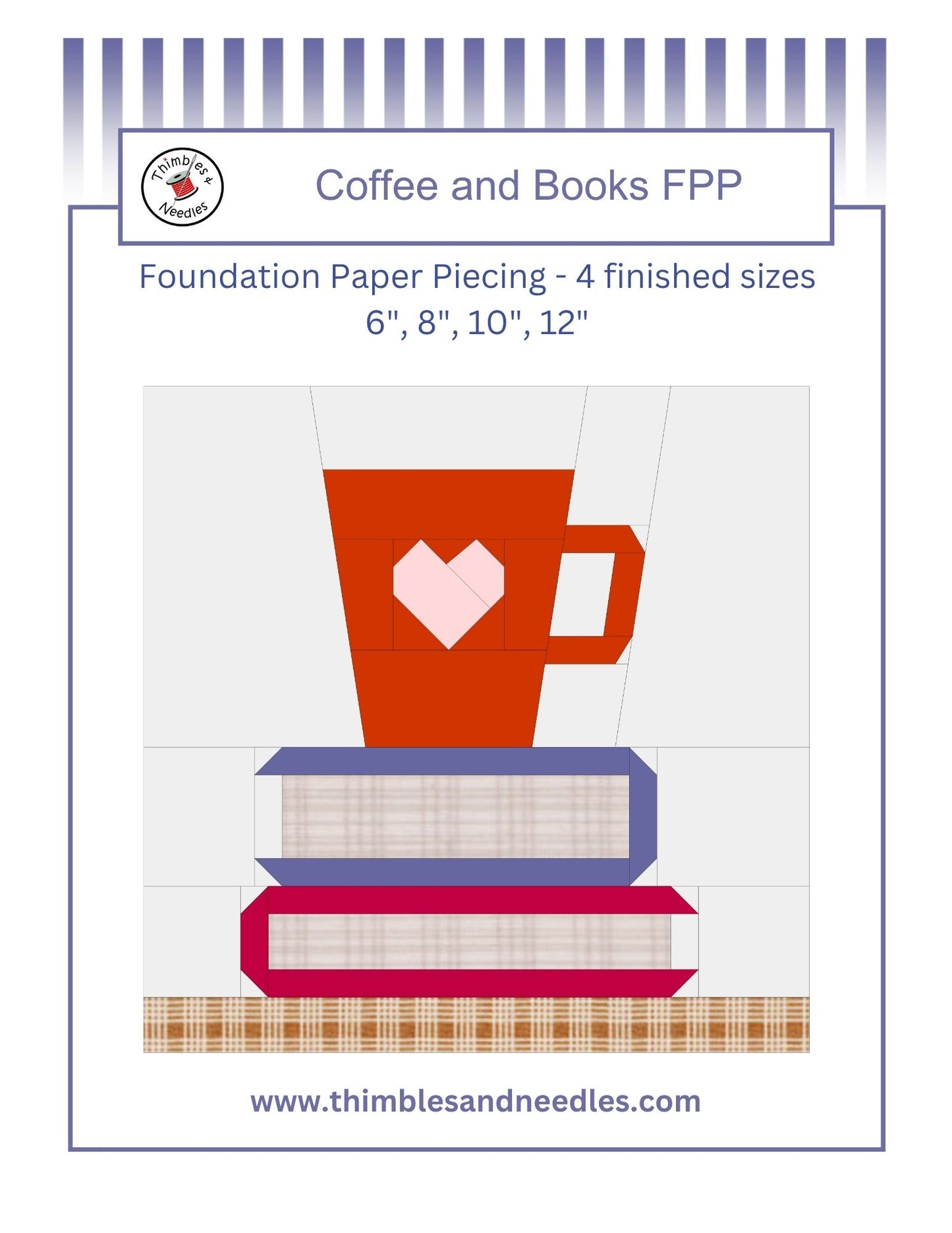 Coffee and Books Foundation Paper Piecing (FPP) Pattern