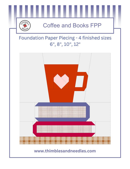 Coffee and Books Foundation Paper Piecing (FPP) Pattern