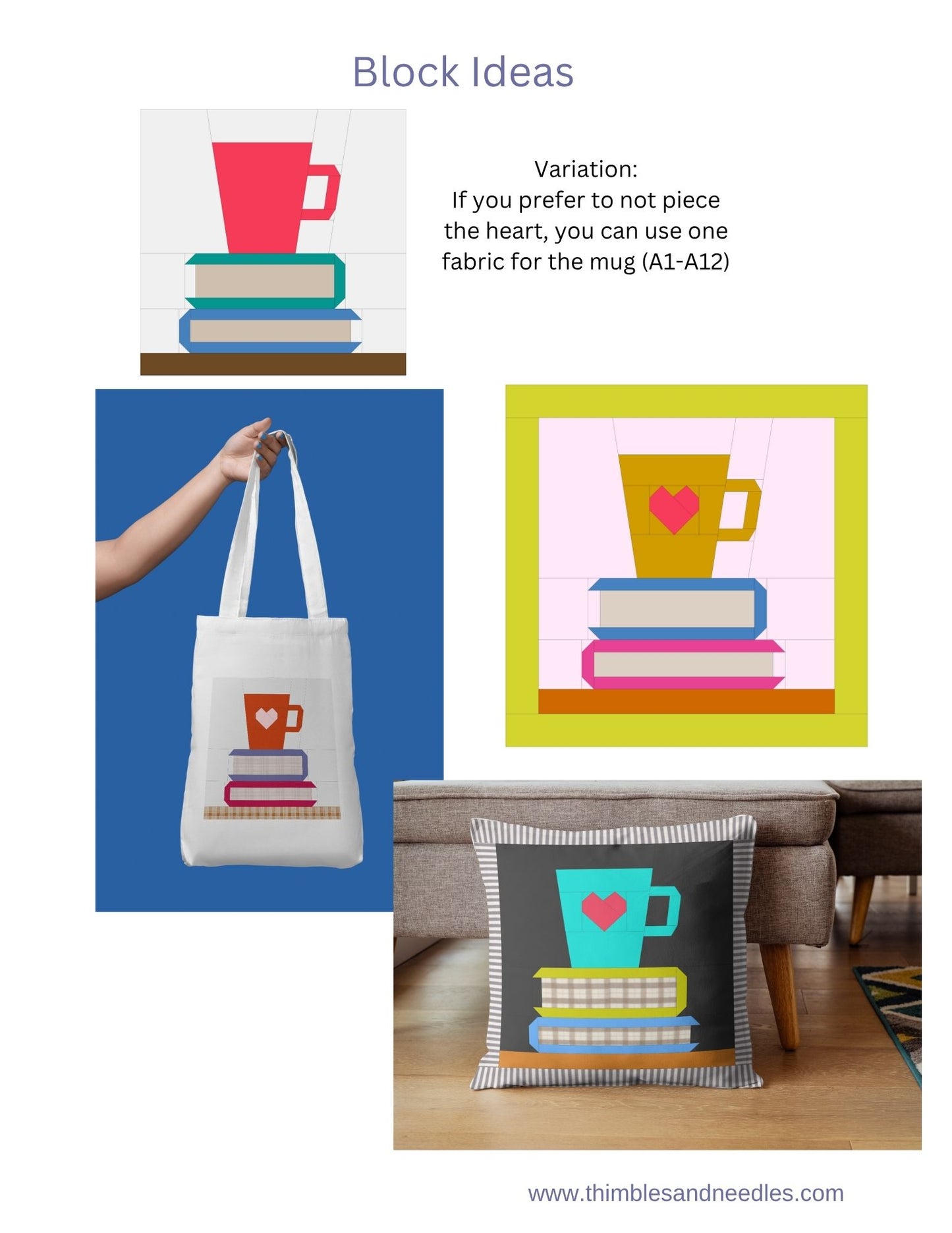 Coffee and Books Foundation Paper Piecing (FPP) Pattern