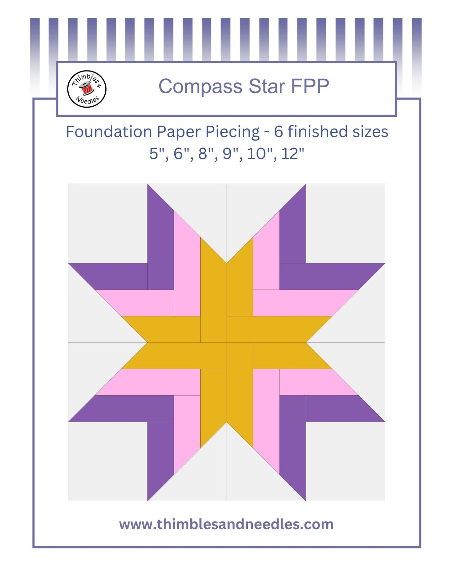 Compass Star Foundation Paper Piecing (FPP) Pattern