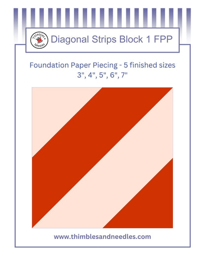 Diagonal Strips Block 1 Foundation Paper Piecing (FPP) Pattern