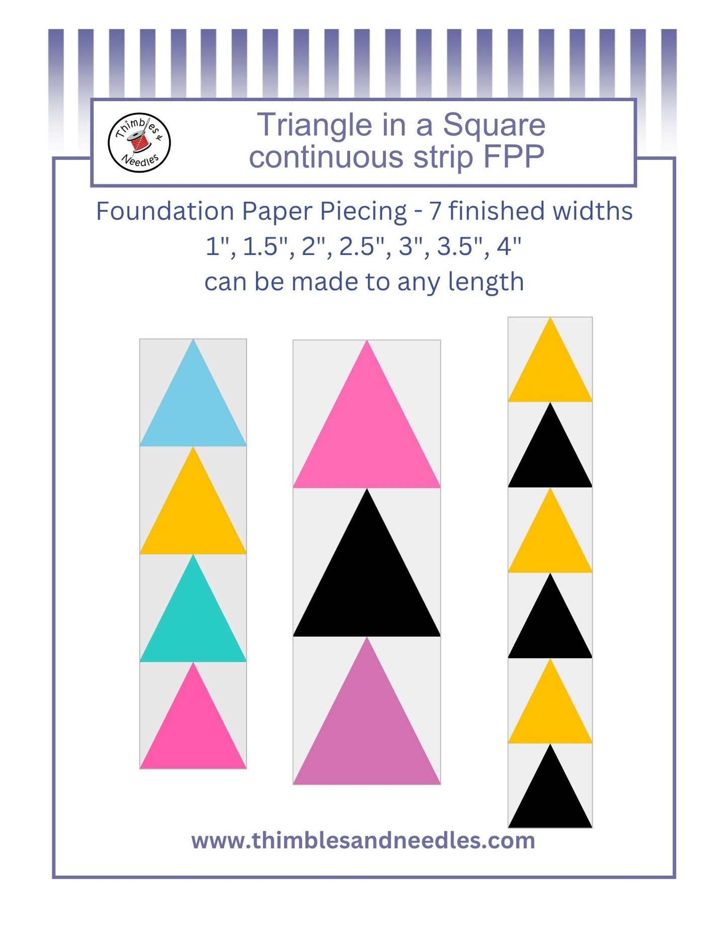 Triangle in a Square Continuous Foundation Paper Piecing (FPP) Pattern