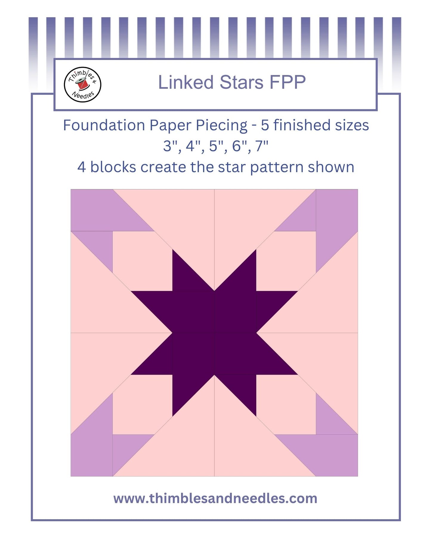 Linked Stars Foundation Paper Piecing (FPP) Pattern