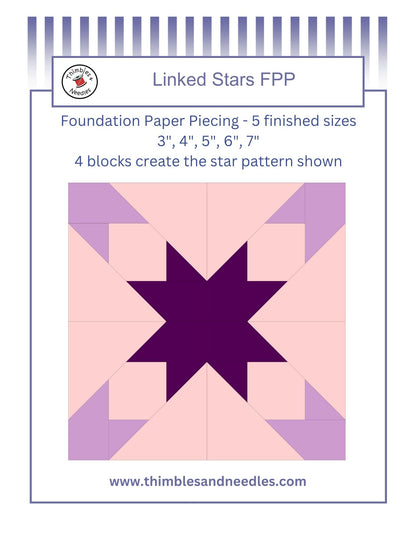 Linked Stars Foundation Paper Piecing (FPP) Pattern