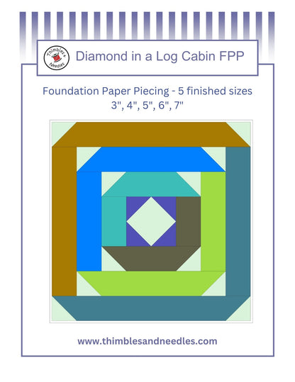 Diamond in a Log Cabin Foundation Paper Piecing (FPP) Pattern