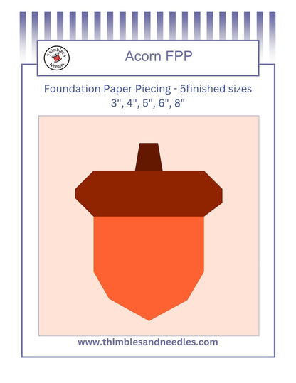 Acorn Foundation Paper Piecing (FPP) Pattern