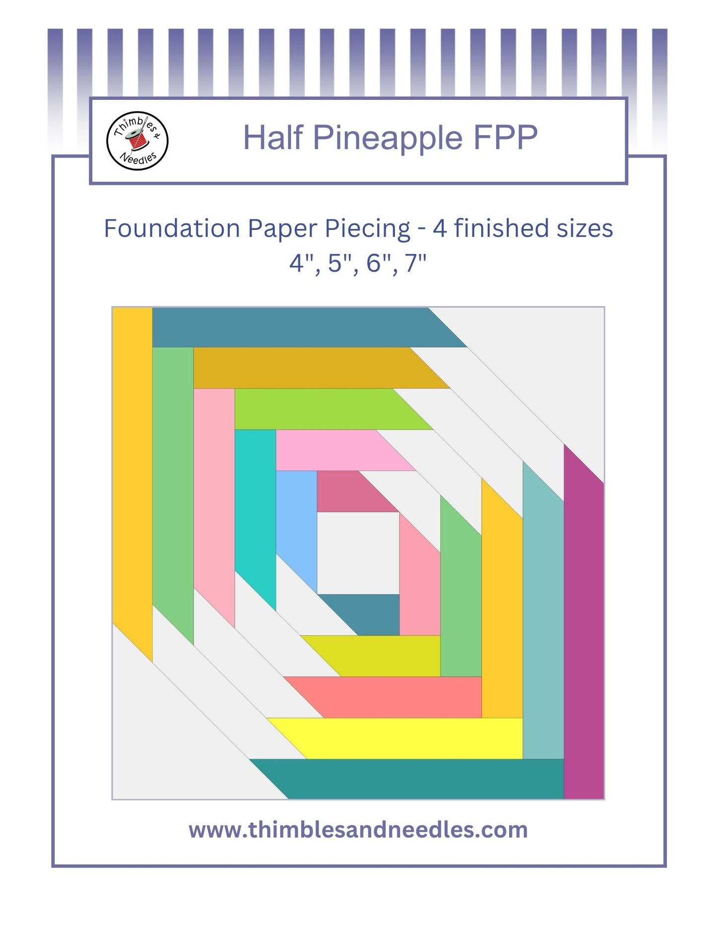 Half Pineapple Foundation Paper Piecing (FPP) Pattern