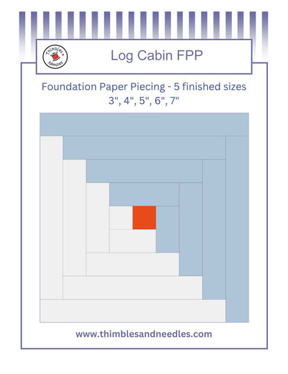 Log Cabin Foundation Paper Piecing (FPP) Pattern