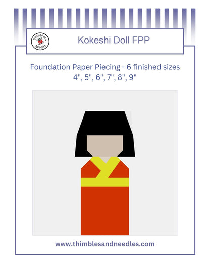 Kokeshi Doll Foundation Paper Piecing (FPP) Pattern