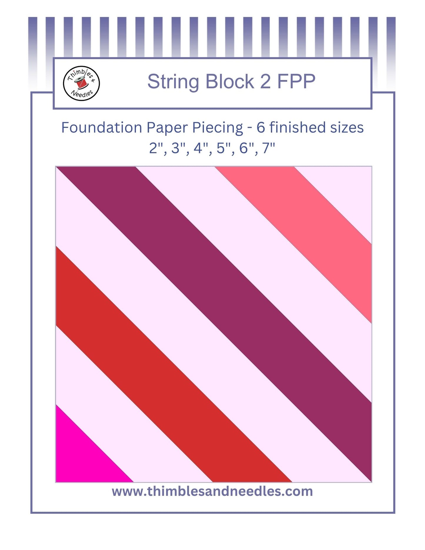 String Block 2 Foundation Paper Piecing (FPP) Pattern