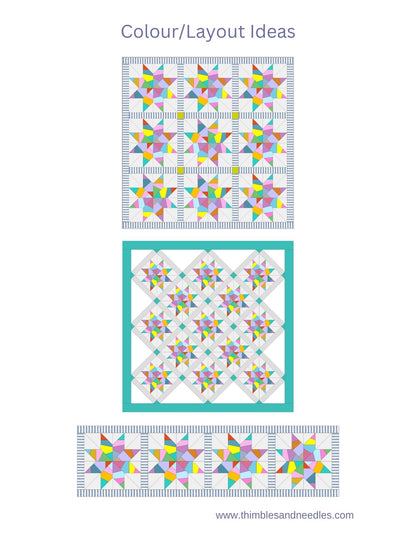 Crazy Patchwork Star foundation paper pieced pattern by Thimbles and Needles