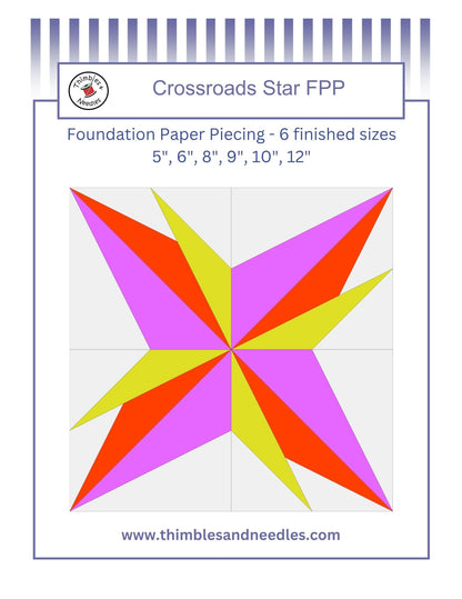 Crossroads Star Foundation Paper Piecing (FPP) Pattern